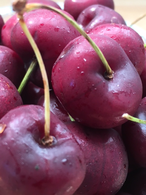 Fresh cherries in a bowl
