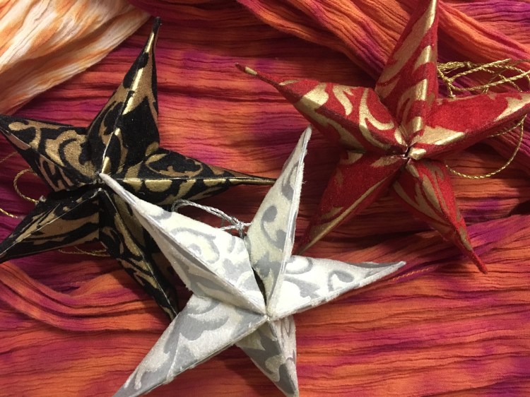 Three scented stars intended as pomanders in place of the picture of the night sky was planning on using but couldn't because, really, where is Perth's summer?